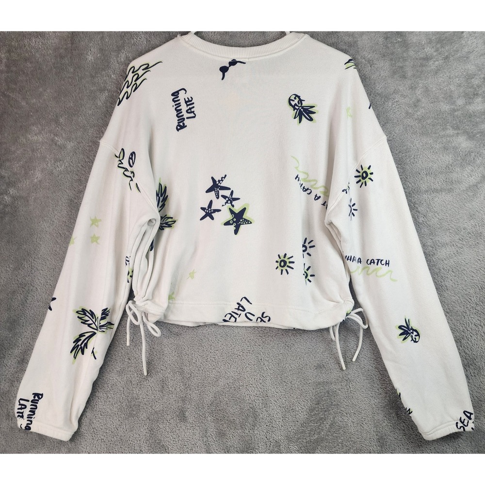 Offline by Aerie Sweatshirt Womens Small  White Graphic Print Drawstring Hem - Picture 2 of 13